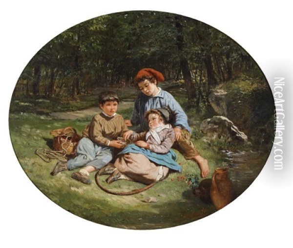 Rast Der Kinder Oil Painting - Pierre Charles Poussin