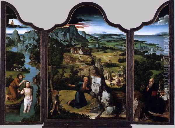 Triptych c. 1520 Oil Painting - Joachim Patenier (Patinir)
