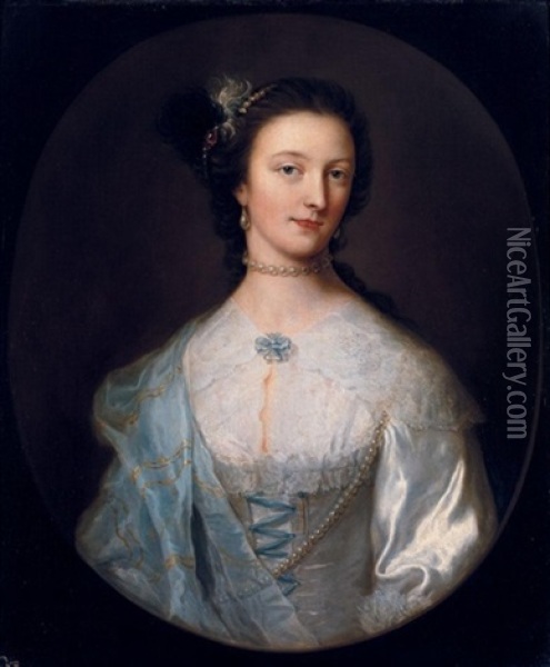 Portrait Of Judith Long, Mrs Knatchbull Oil Painting - William Hoare