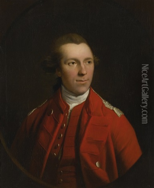 Portrait Of A British Officer In Red Uniform Oil Painting - Robert Edge Pine
