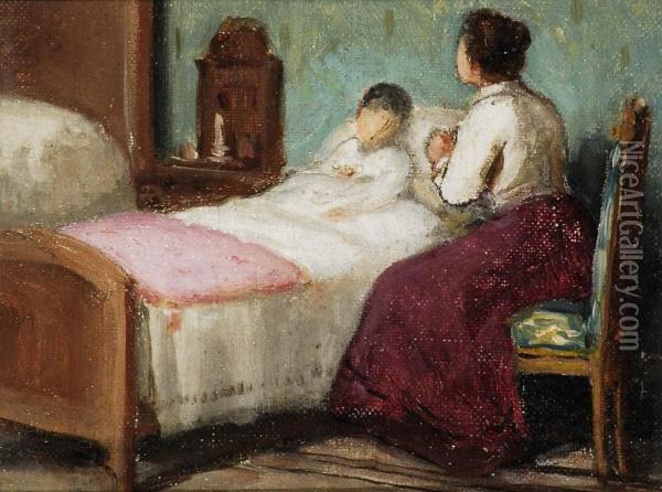 Madre Con Bambino Oil Painting - Luigi Gainotti
