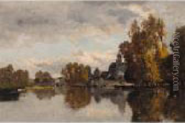 Moret Sur Loing, Pres De Fontainebleau Oil Painting - Karl Pierre Daubigny