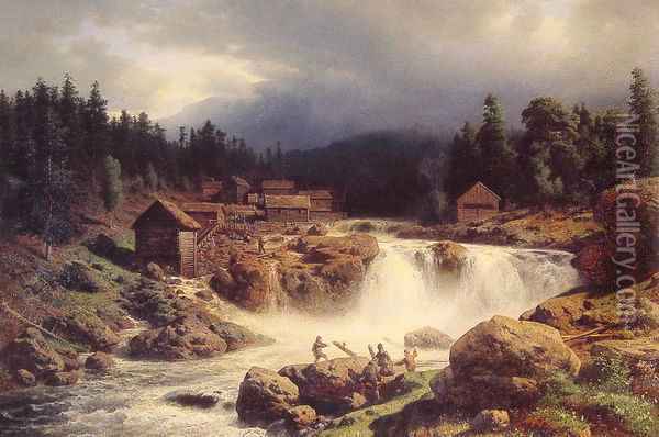 Norwegian Landscape Oil Painting - Herman Herzog