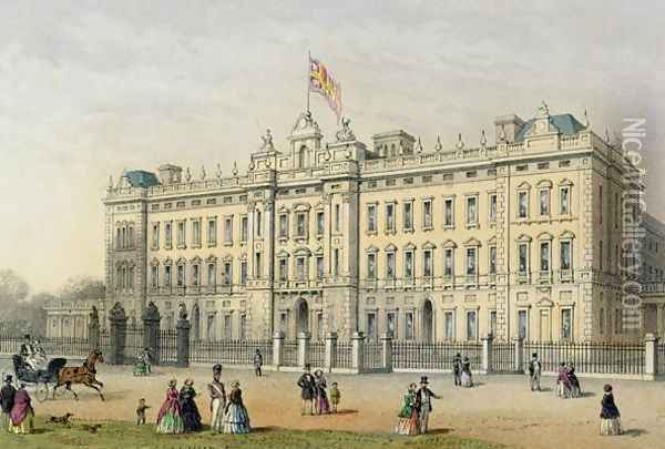 Buckingham Palace, engraved by Bachelier, pub. 1854 Oil Painting - Thomas Hosmer Shepherd