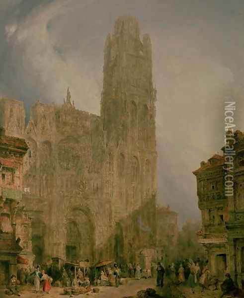 West Front of Notre Dame, Rouen Oil Painting - David Roberts