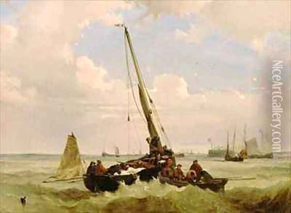 Fishing Boat in Distress Oil Painting - Alexandre T. Francia