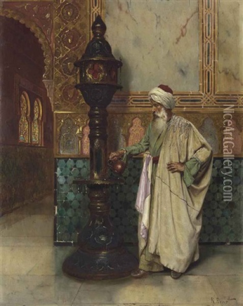 An Arab Elder In A Palace Oil Painting - Rudolf Ernst