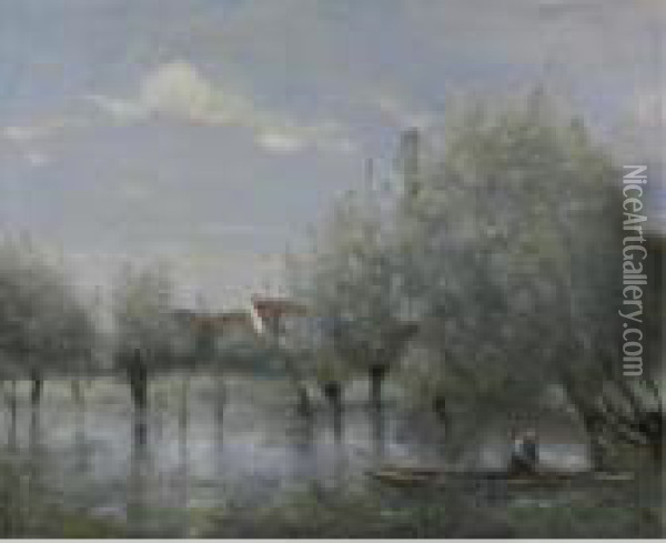 Inondation Dans Une Saulie Oil Painting - Jean-Baptiste-Camille Corot