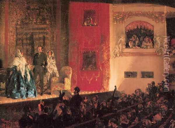 Theatre du Gymnase 1856 Oil Painting - Adolph von Menzel