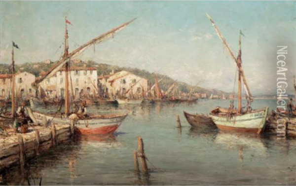 The Port Of Martigues Oil Painting - Henri Malfroy