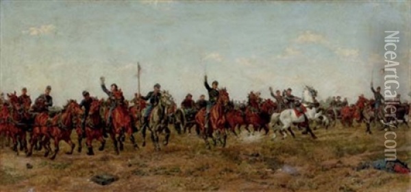 Cavalry Charge Of The Union Army Oil Painting - William Brooke Thomas Trego