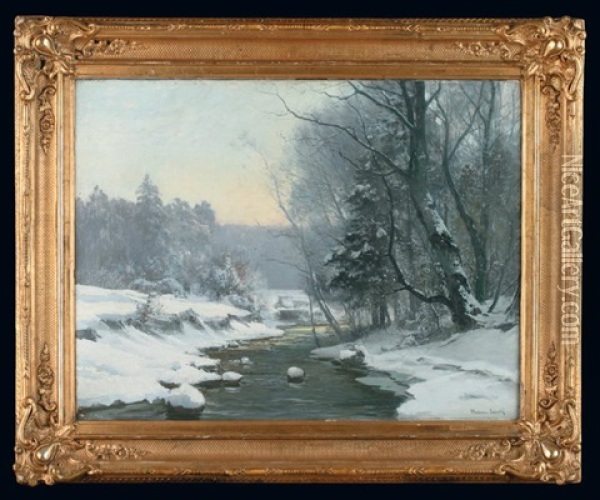 Pejzaz Zimowy Oil Painting - Anders Andersen-Lundby