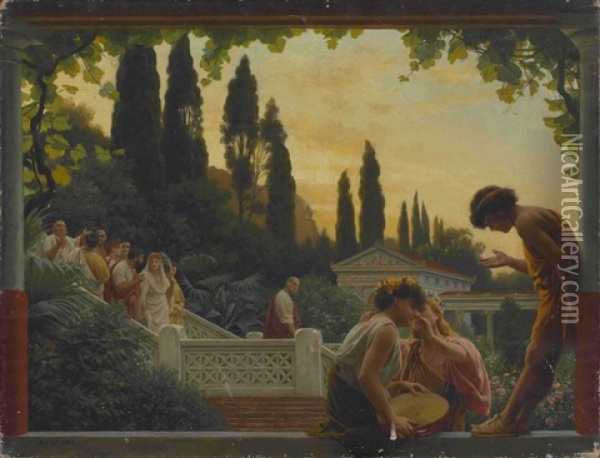 Abend Aus Dem Zyklus Ein Romischer Tag Oil Painting - Anton Alexander von Werner