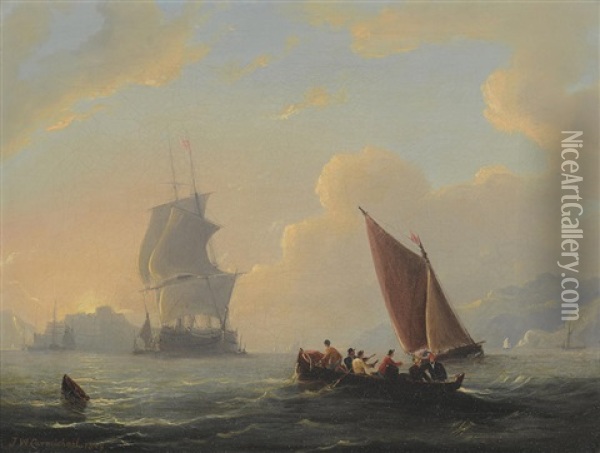 A View Of Scarborough Harbour Oil Painting - John Wilson Carmichael