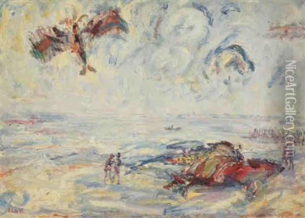 Le Cerf-volant Au Bord De La Mer Oil Painting - Paul Kron