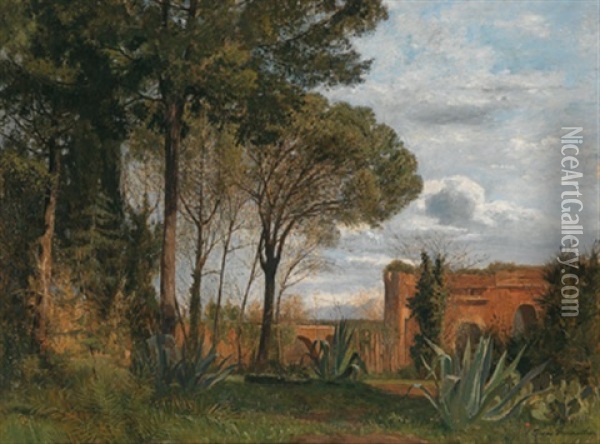 Eine Sudliche Landschaft Mit Agaven Oil Painting - Marie (Luise) von Parmentier