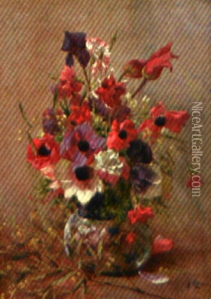 Nature Morte Au Bouquet De Fleurs Oil Painting - Gustave Allemand