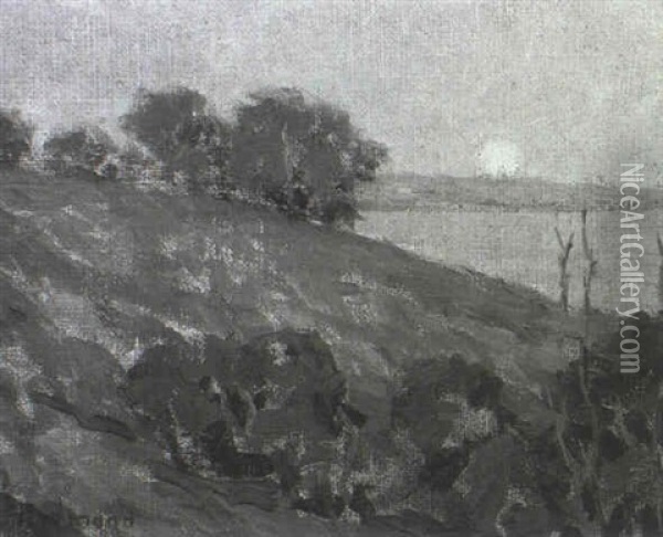Lake Sunset Oil Painting - Granville S. Redmond