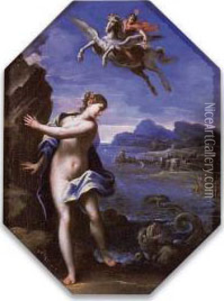 Perseo Libera Andromeda Oil Painting - Giuseppe Cesari