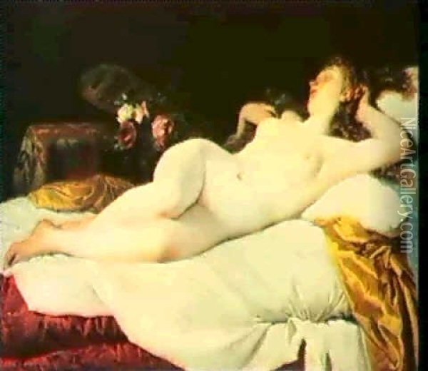 A Reclining Nude Oil Painting - Antonio Zona