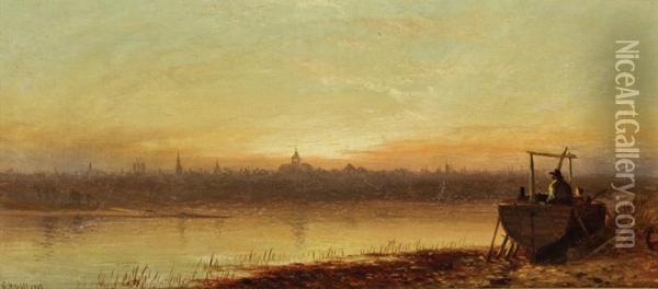 New Bedford View At Sunset Oil Painting - Charles Henry Gifford