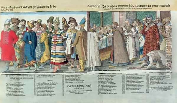 The Great Embassy of Ivan IV (1530-84) of Russia to the Holy Roman Emperor at Regensburg in 1576 Oil Painting - Jost Amman