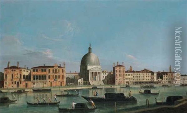 Venezia, Il Canal Grande Con La Chiesa Di San Simeone Piccolo Oil Painting -  Master of the Langmatt Foundation Views