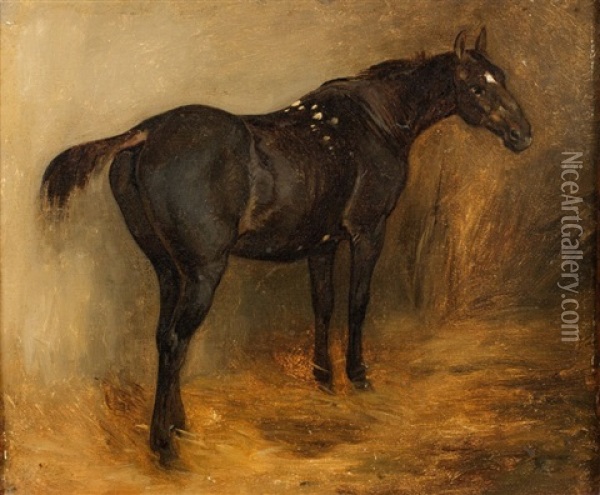 Cheval A L'ecurie Oil Painting - Auguste-Xavier Leprince