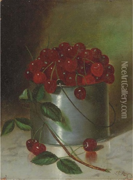 Bucket Of Cherries Oil Painting - Carducius Plantagenet Ream