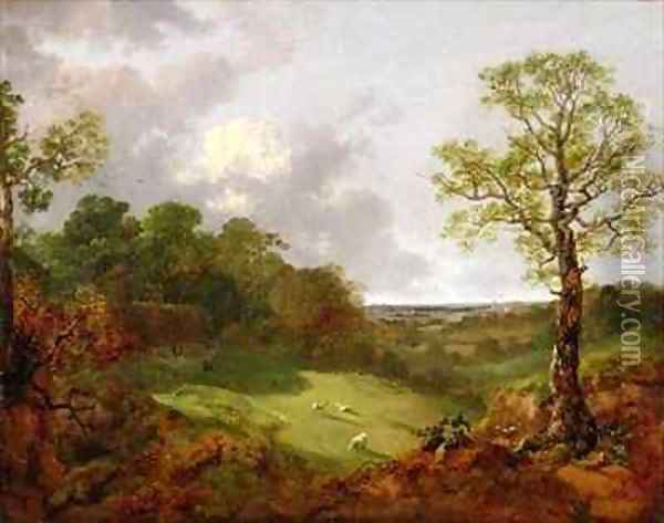 Wooded Landscape with a Cottage Sheep and a Reclining Shepherd Oil Painting - Thomas Gainsborough