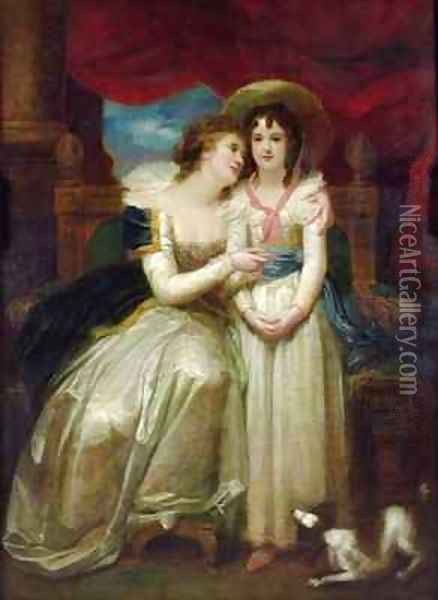Mrs Scott and her Daughter Oil Painting - Richard Cosway