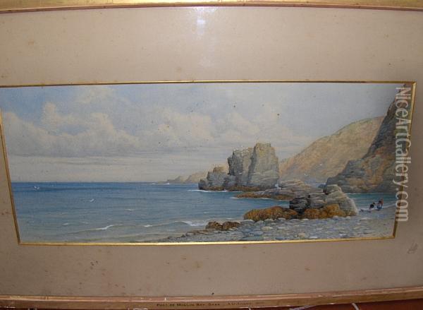 Port De Moulin Bay, Sark Oil Painting - Albert George Adams