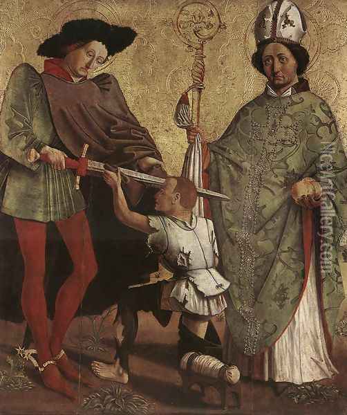 St Martin of Tours and St Nicholas of Bari c. 1450 Oil Painting - German Unknown Masters