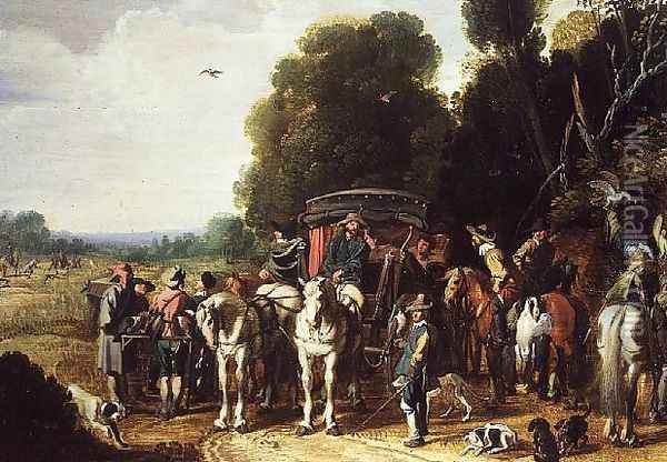 A Hunting Party Oil Painting - Govaert (Mynheer) Jansz
