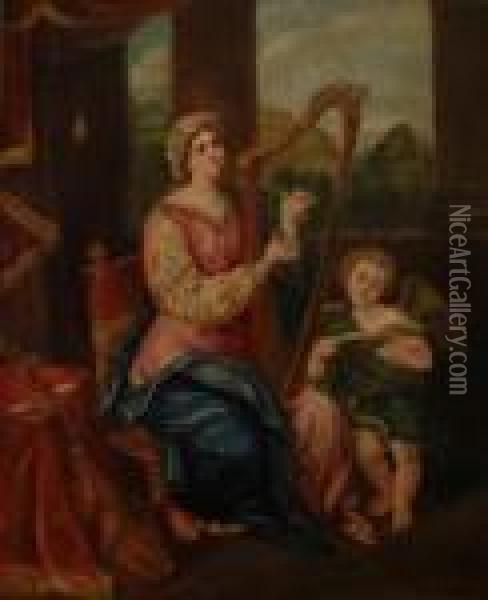Saint Cecile Chantant Les Louanges Du Seigneur Oil Painting - Pierre Le Romain I Mignard