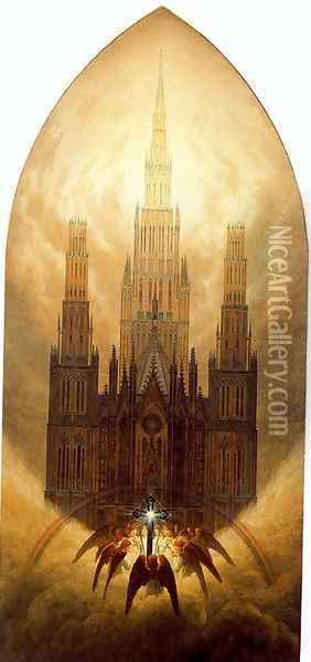 The Cathedral Oil Painting - Caspar David Friedrich