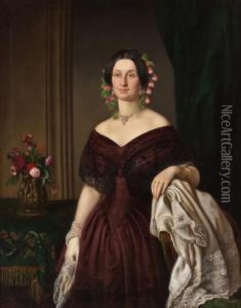 Portrait Elisabeth Freifrau Von Oefele Oil Painting - Josef Karl Stieler