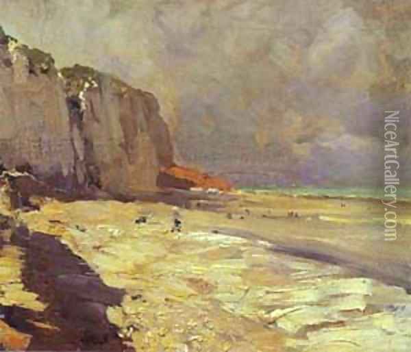 Beach At Dieppe Study 1890s Oil Painting - Bernardo Strozzi