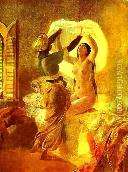 In a Harem 1850 1852 Oil Painting - Julia Vajda
