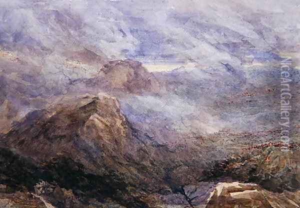 Welsh Sketch - Burning Bracken Oil Painting - David Cox
