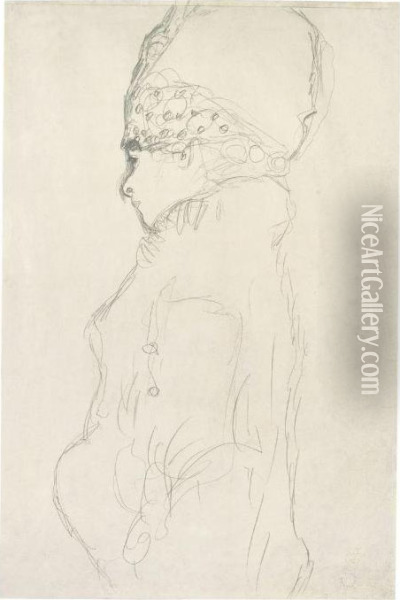 Damenbrustbild Mit Hohem Hut, Im Profil Nach Links Oil Painting - Gustav Klimt