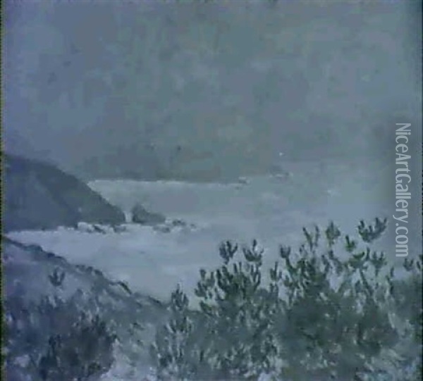A Storm On The Cornish Coast Oil Painting - James Bolivar Manson