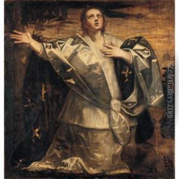 A Personification Of Faith (fides) Oil Painting - Domenico Tintoretto