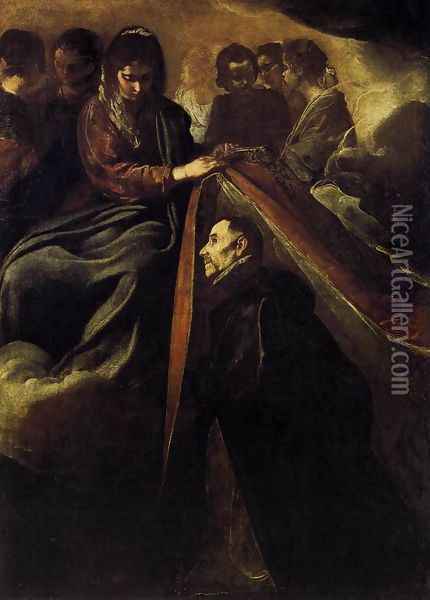 St Ildefonso Receiving the Chasuble from the Virgin c. 1620 Oil Painting - Diego Rodriguez de Silva y Velazquez