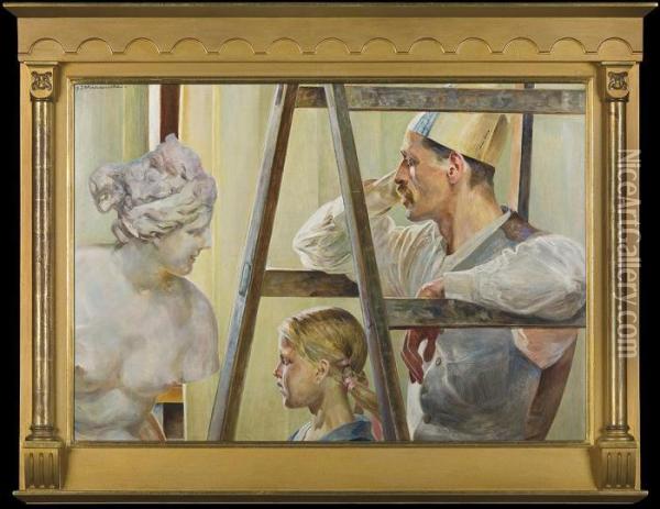 In Artist's Atelier Oil Painting - Jacek Malczewski
