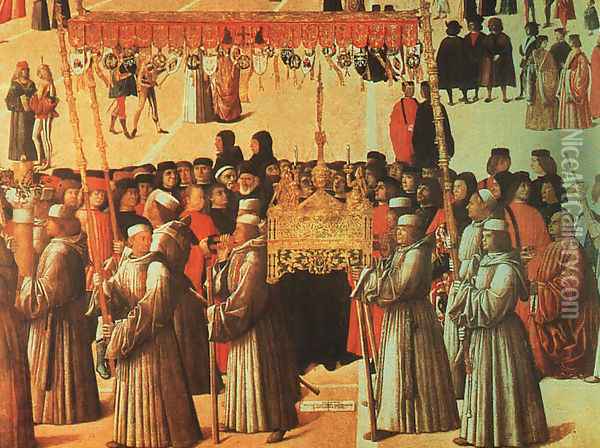 Procession in the Piazza di San Marco (detail) 1496 Oil Painting - Gentile Bellini