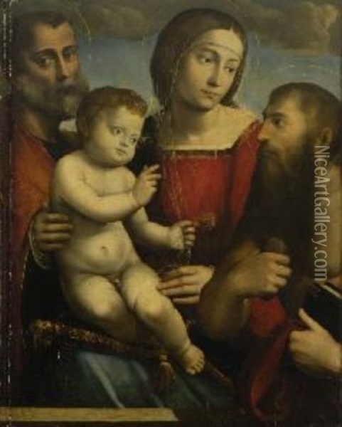 Heilige Familie Mit Hl. Hieronymus Oil Painting - Benvenuto Tisi da Garofalo