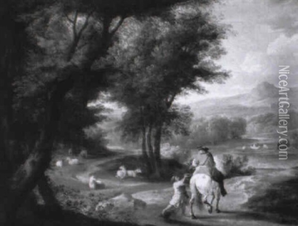 Le Cavalier Et Le Mendiant Dans Un Paysage Oil Painting - Adriaen Frans Boudewyns the Elder