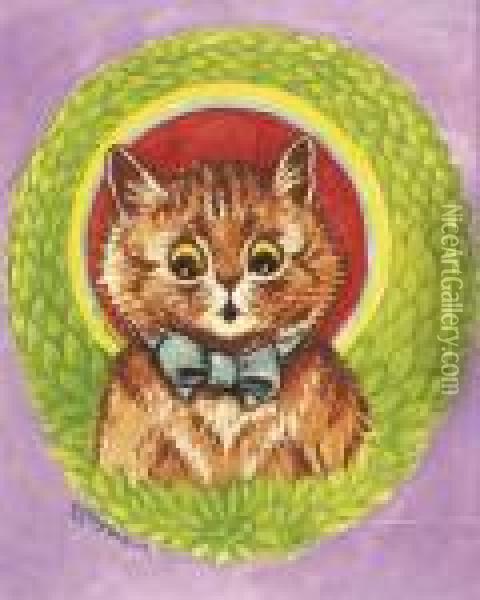 The Psychedelic Kitten Oil Painting - Louis William Wain