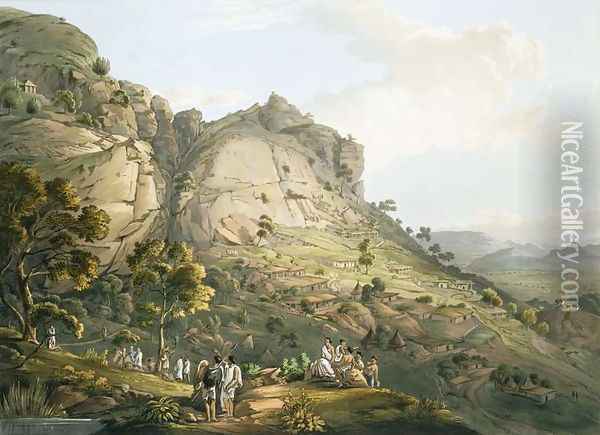 The Town of Abha in Abyssinia, engraved by J. Bluck fl.1791-1831 1809 Oil Painting - Henry Salt